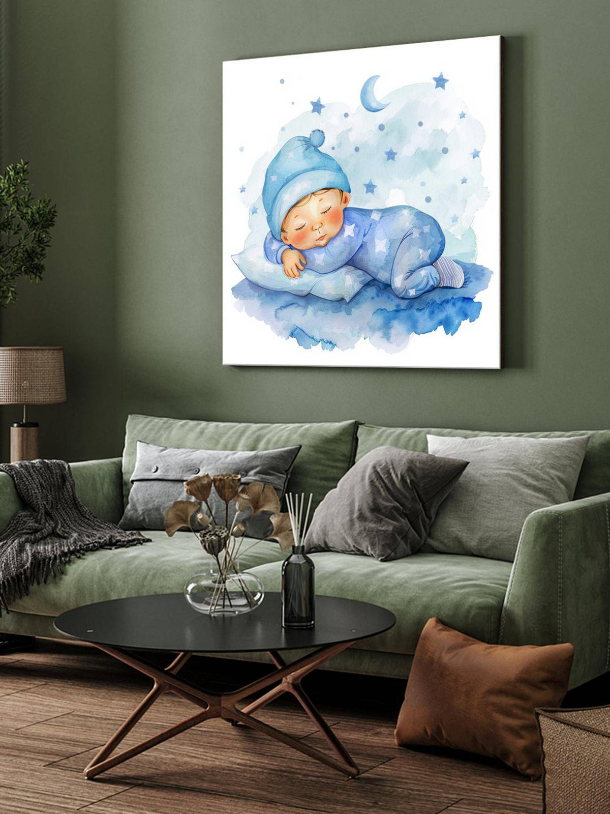 999Store Canvas-Wrapped Adorable Baby Sleeping Painting