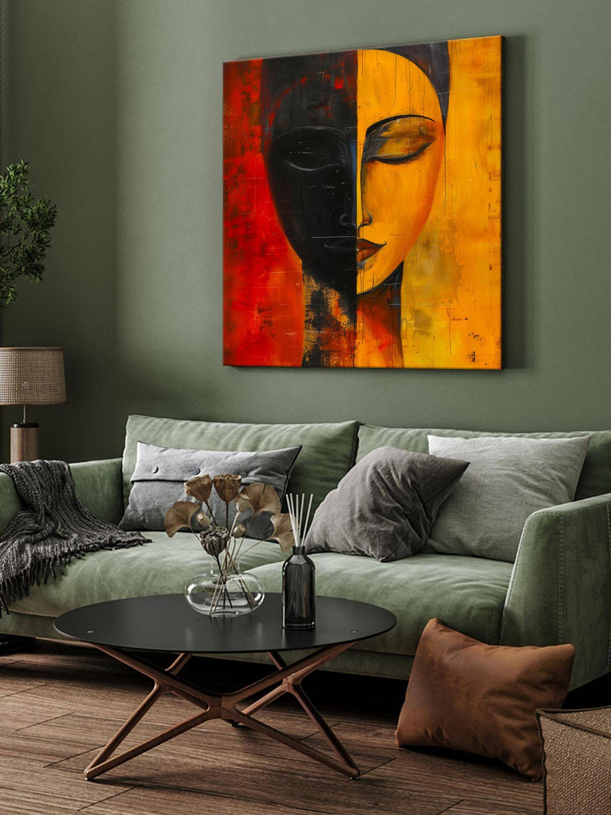 999Store Canvas-Wrapped Tranquil Buddha Face Painting