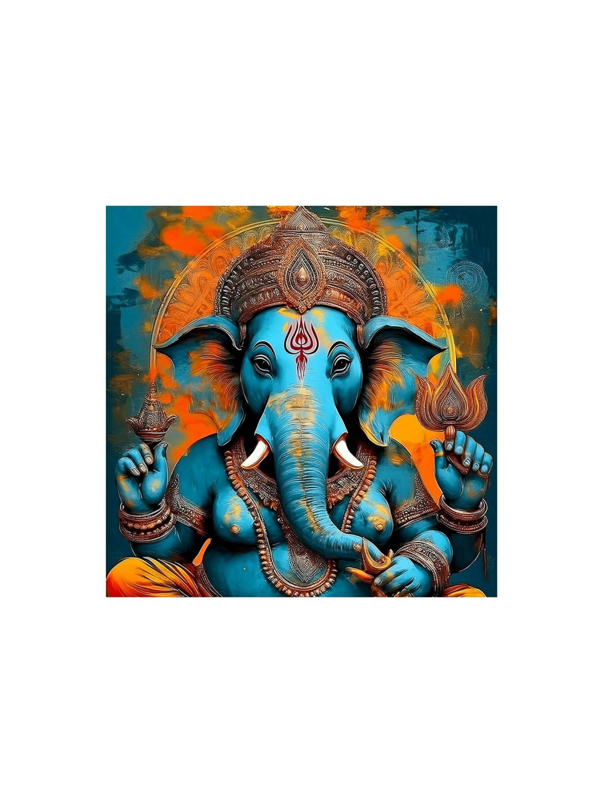 999Store Vibrant Ganesha Canvas-Wrapped Painting Traditional Hindu Deity Art