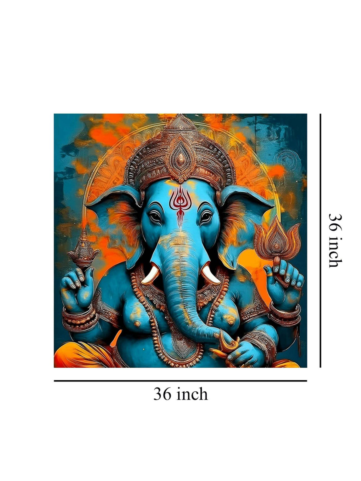 999Store Vibrant Ganesha Canvas-Wrapped Painting Traditional Hindu Deity Art