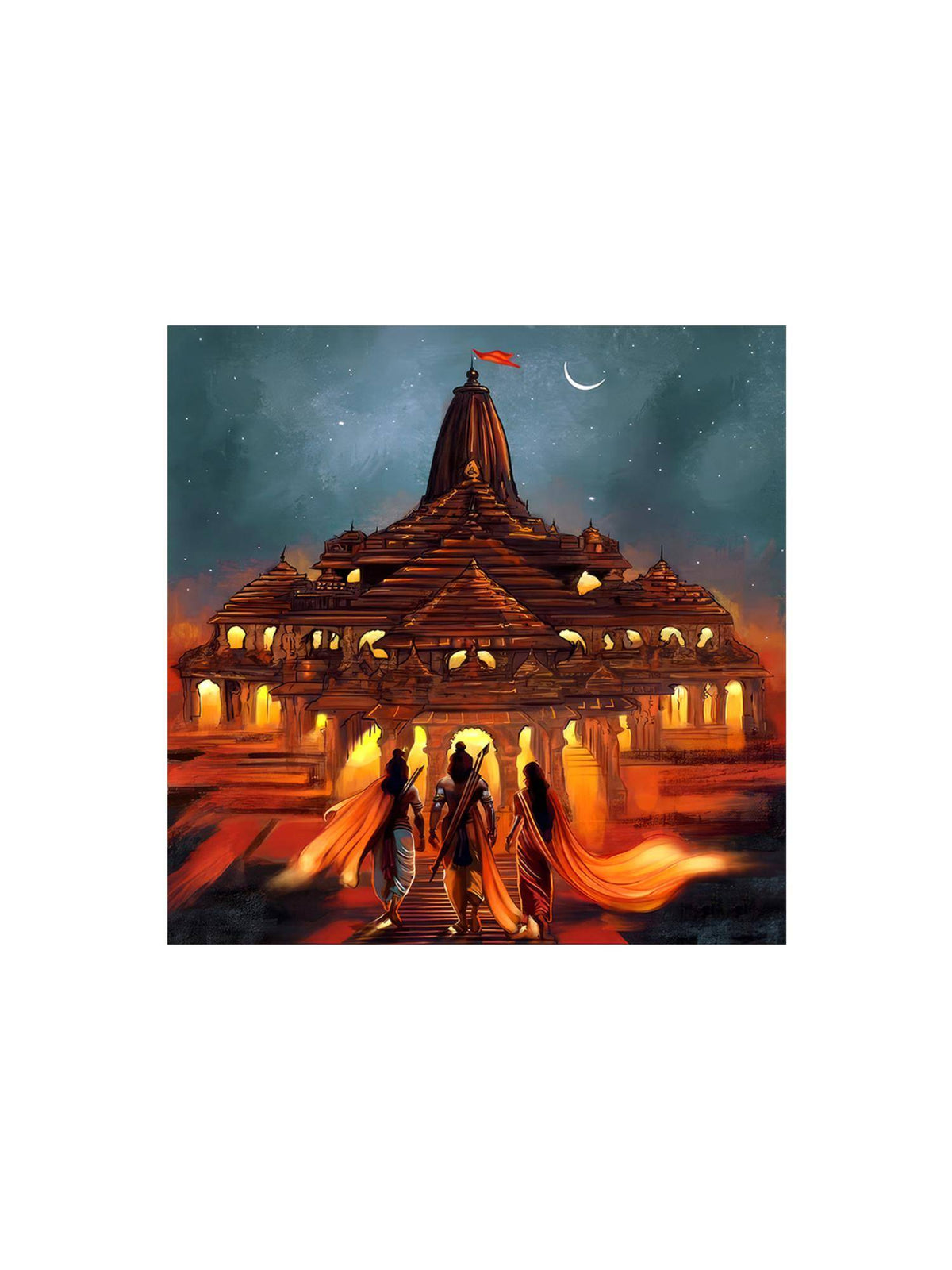 999Store Mystic Temple At Night Canvas-Wrapped Painting Spiritual Landscape Art