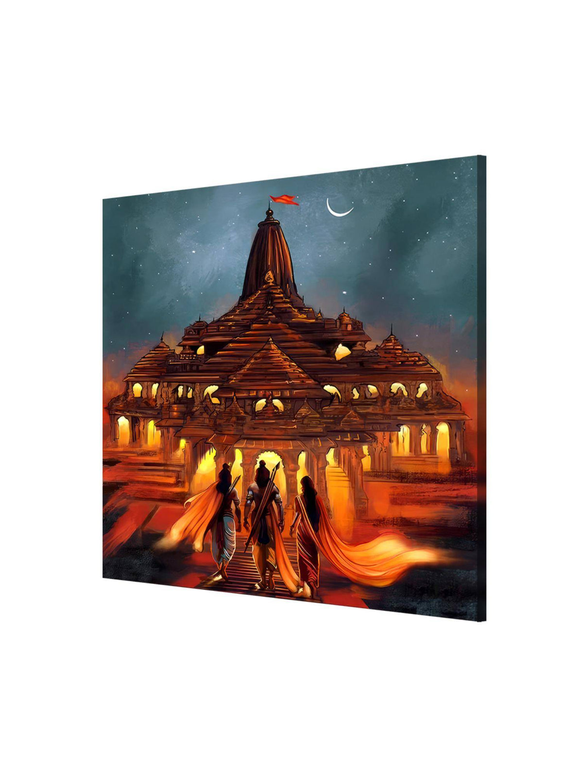 999Store Mystic Temple At Night Canvas-Wrapped Painting Spiritual Landscape Art