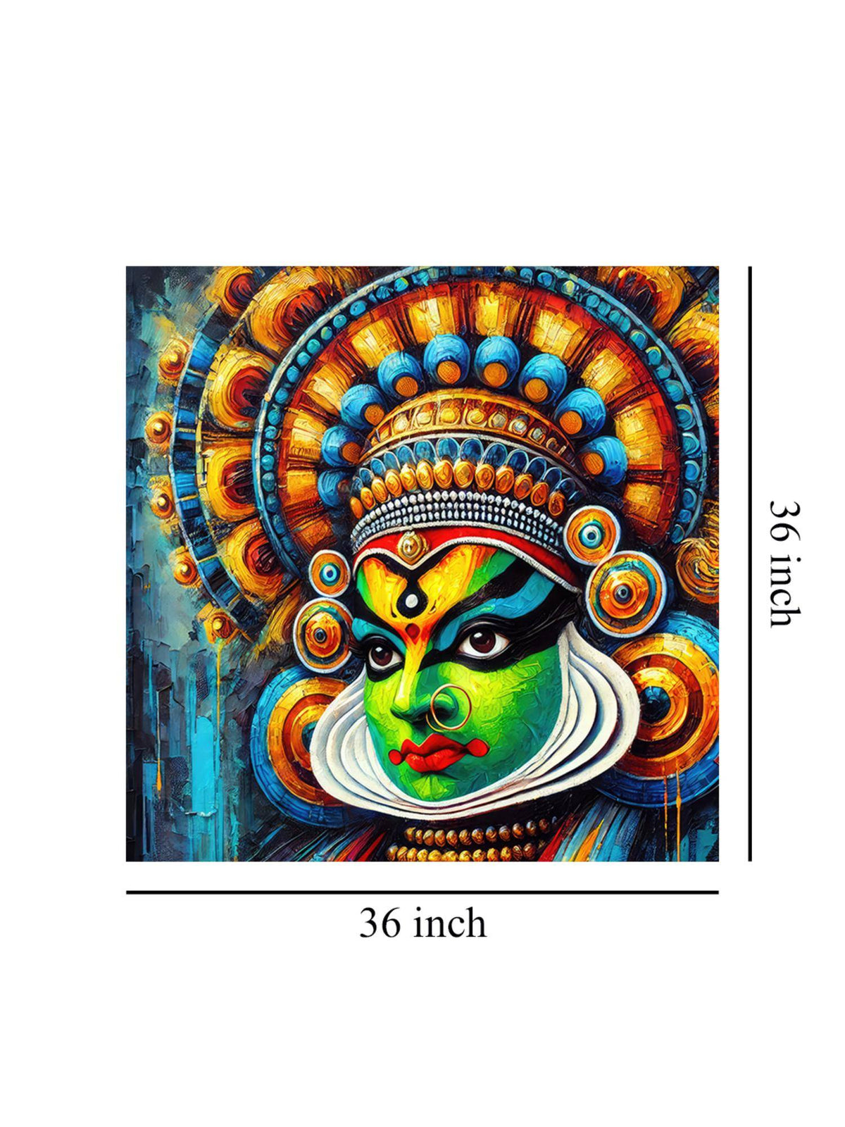 999Store Bold Kathakali Portrait Canvas-Wrapped Painting Bright Cultural Art