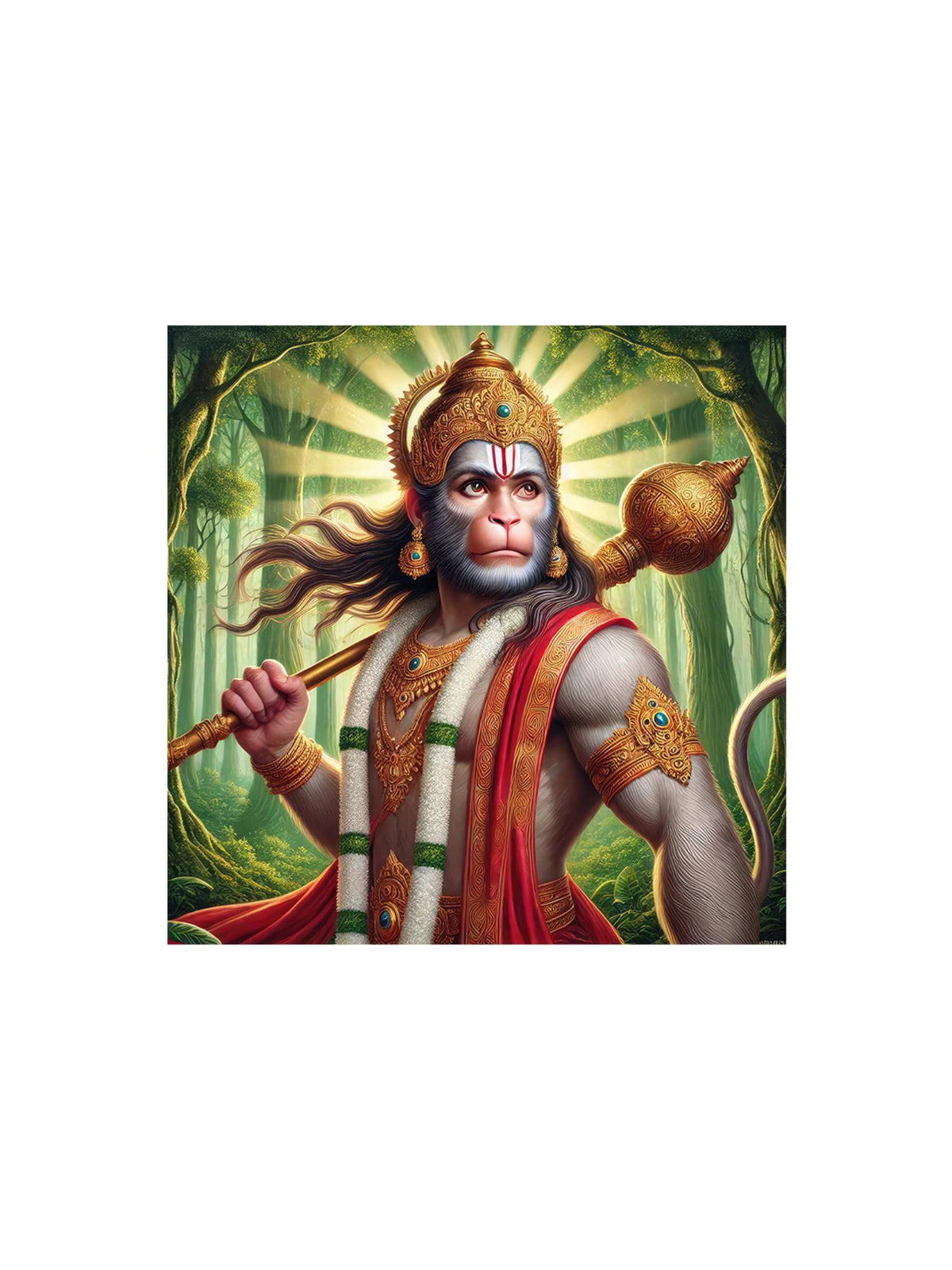 999Store Canvas Wrapped Painting Of Hanuman In Forest - Divine Art For Yoga