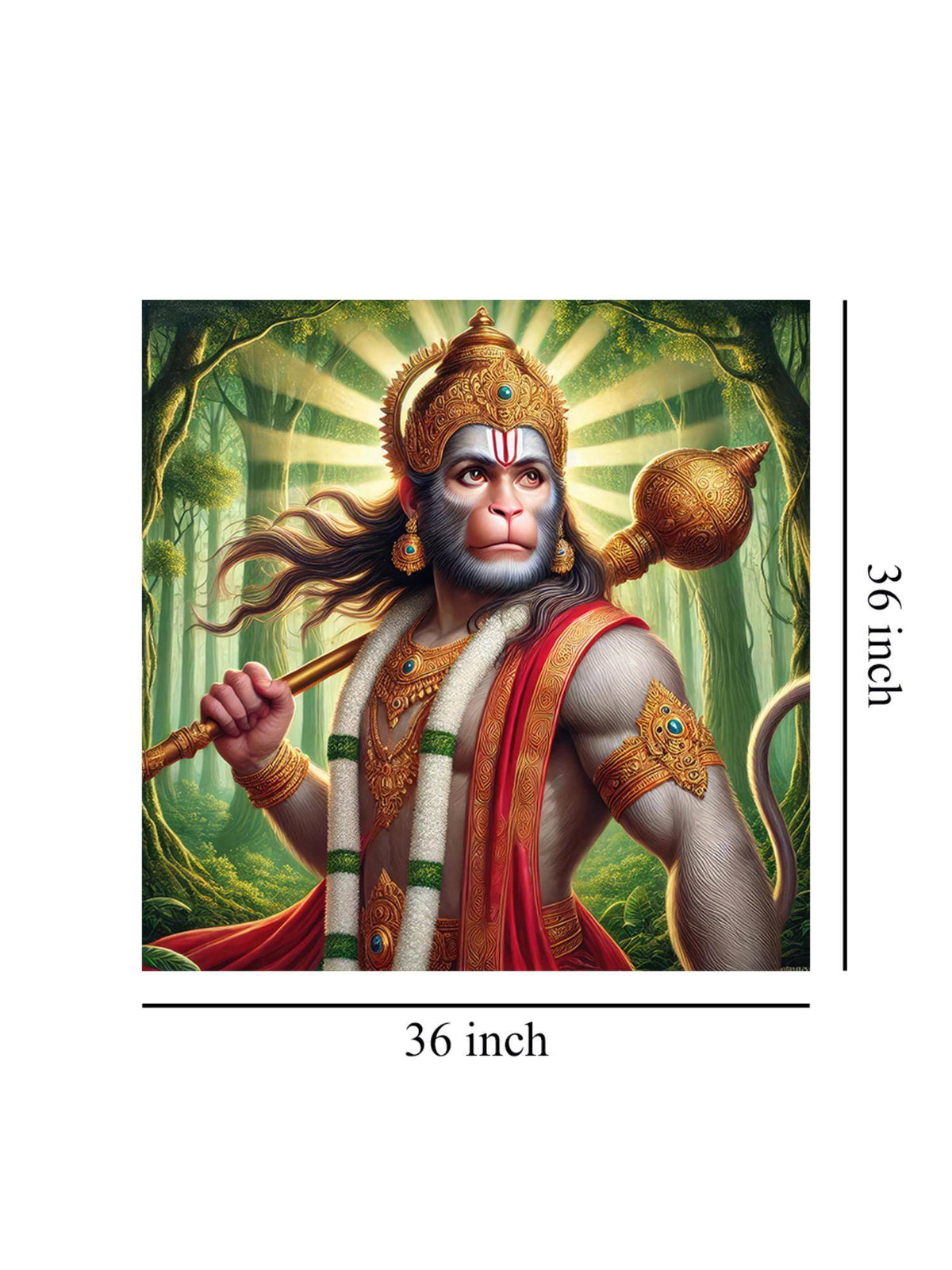 999Store Canvas Wrapped Painting Of Hanuman In Forest - Divine Art For Yoga
