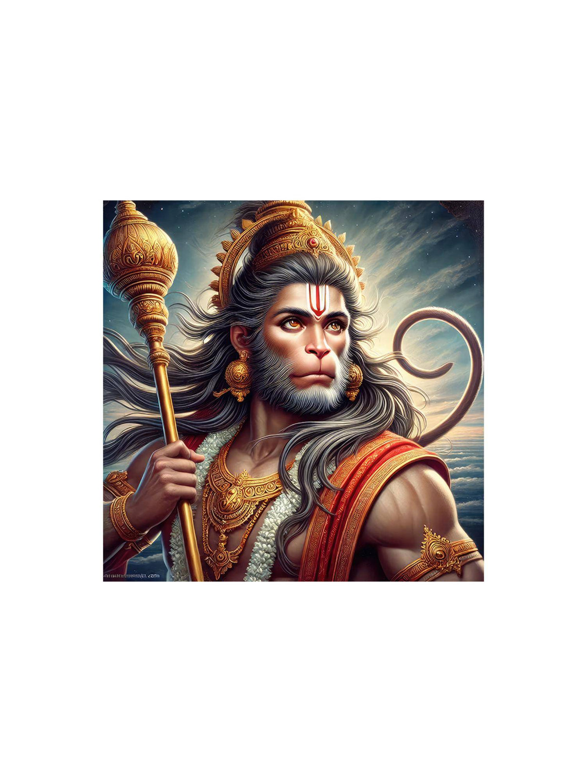 999Store Canvas Wrapped Painting Of Hanuman In Battlefield - Courageous Art
