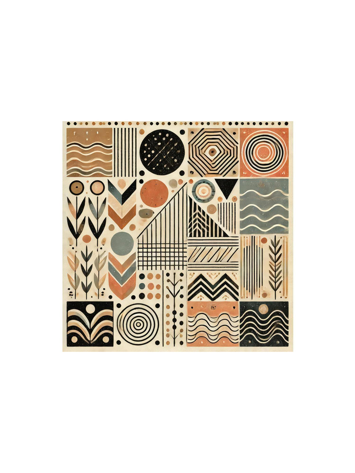 999Store Tribal Patterns Geometric Canvas-Wrapped Painting - Ethnic Wall Decoration
