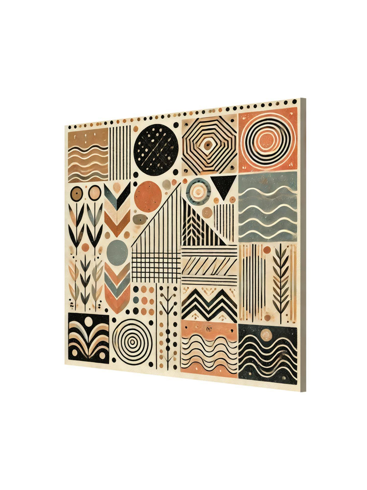 999Store Tribal Patterns Geometric Canvas-Wrapped Painting - Ethnic Wall Decoration