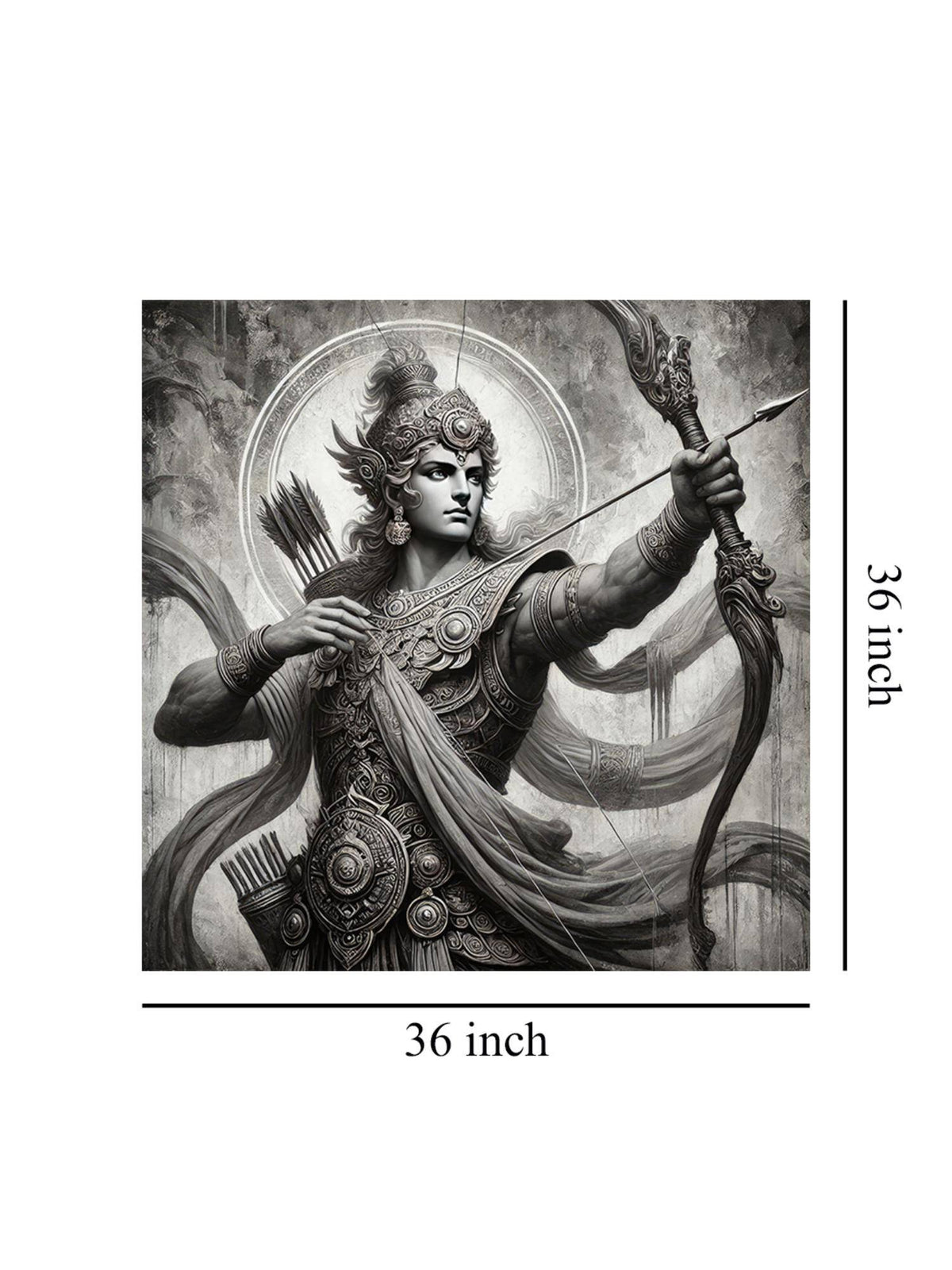 999Store Arjuna The Archer In Battle Canvas-Wrapped Painting - Black And White Epic Art