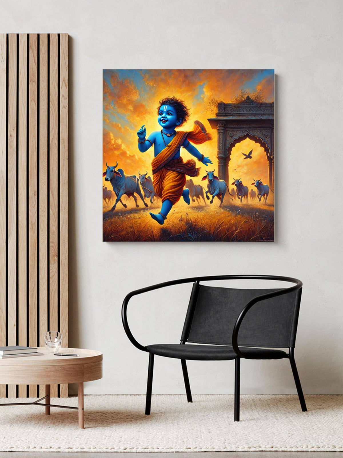 999Store Wrapped Painting Of Little Krishna In Vrindavan Wall Art Decor And Offices