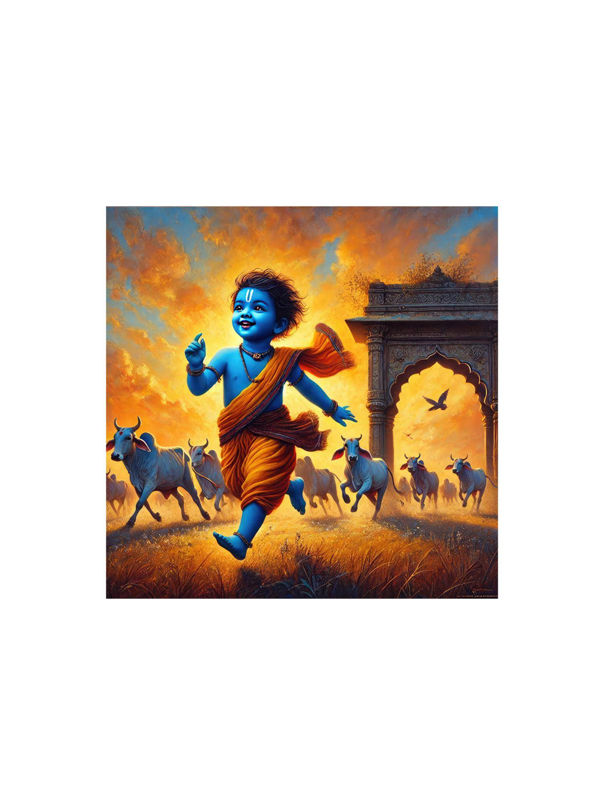 999Store Wrapped Painting Of Little Krishna In Vrindavan Wall Art Decor And Offices