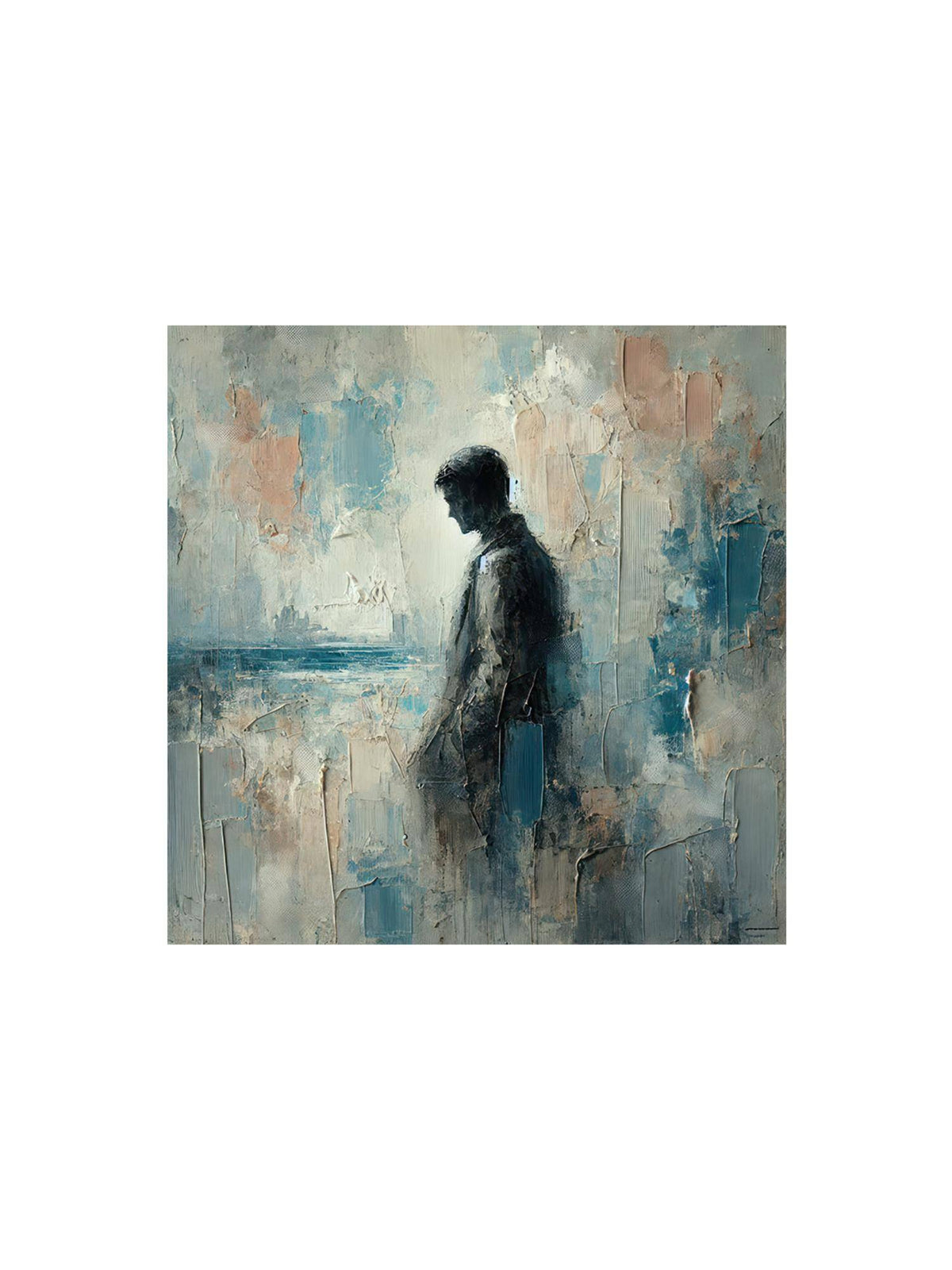 999Store Abstract Blue Silhouette Canvas Painting - Serene Wall Art For Home And Office Decor