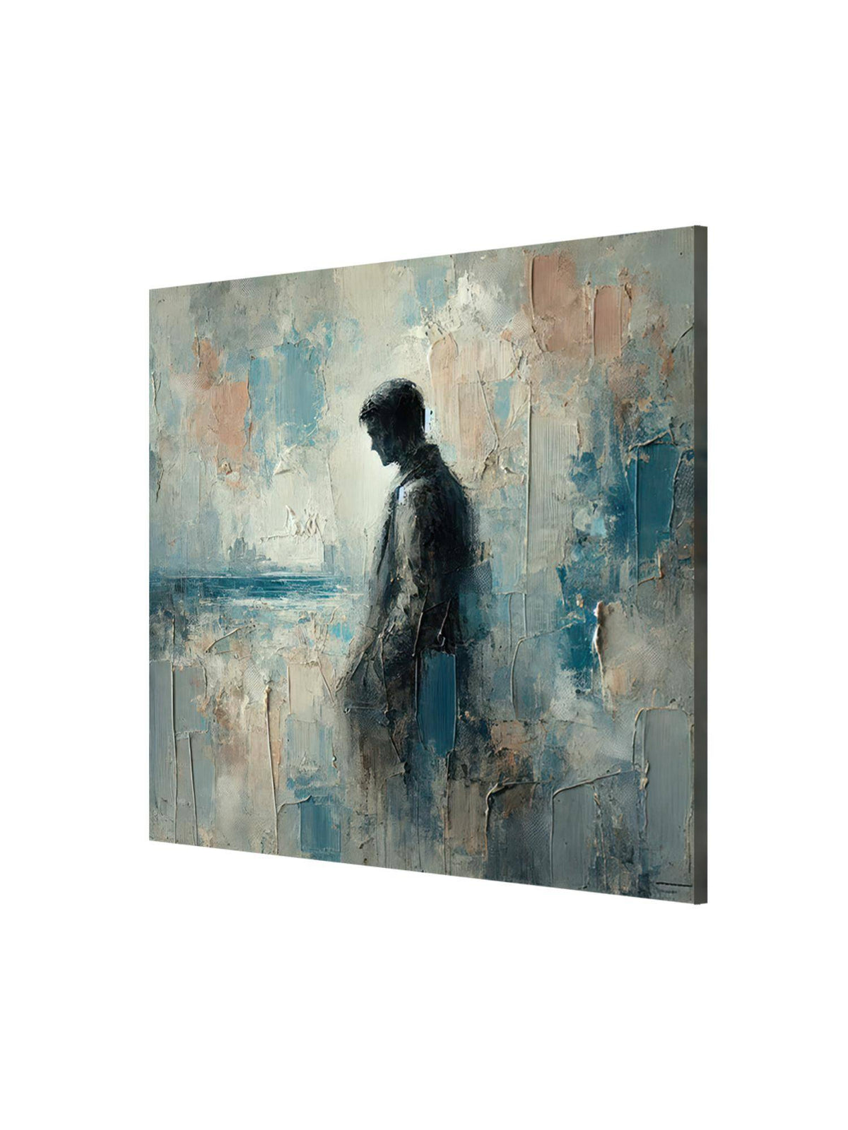 999Store Abstract Blue Silhouette Canvas Painting - Serene Wall Art For Home And Office Decor