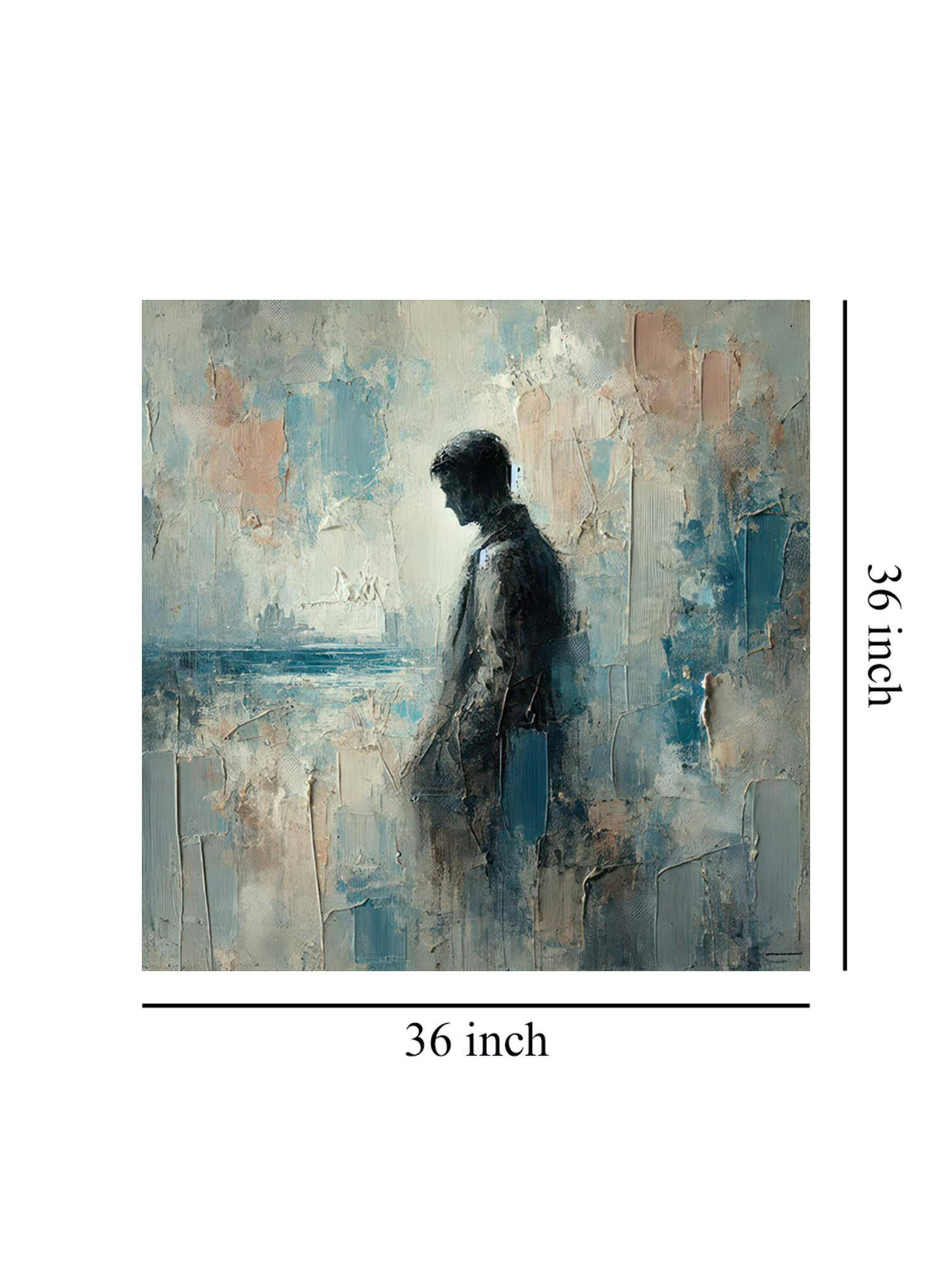 999Store Abstract Blue Silhouette Canvas Painting - Serene Wall Art For Home And Office Decor