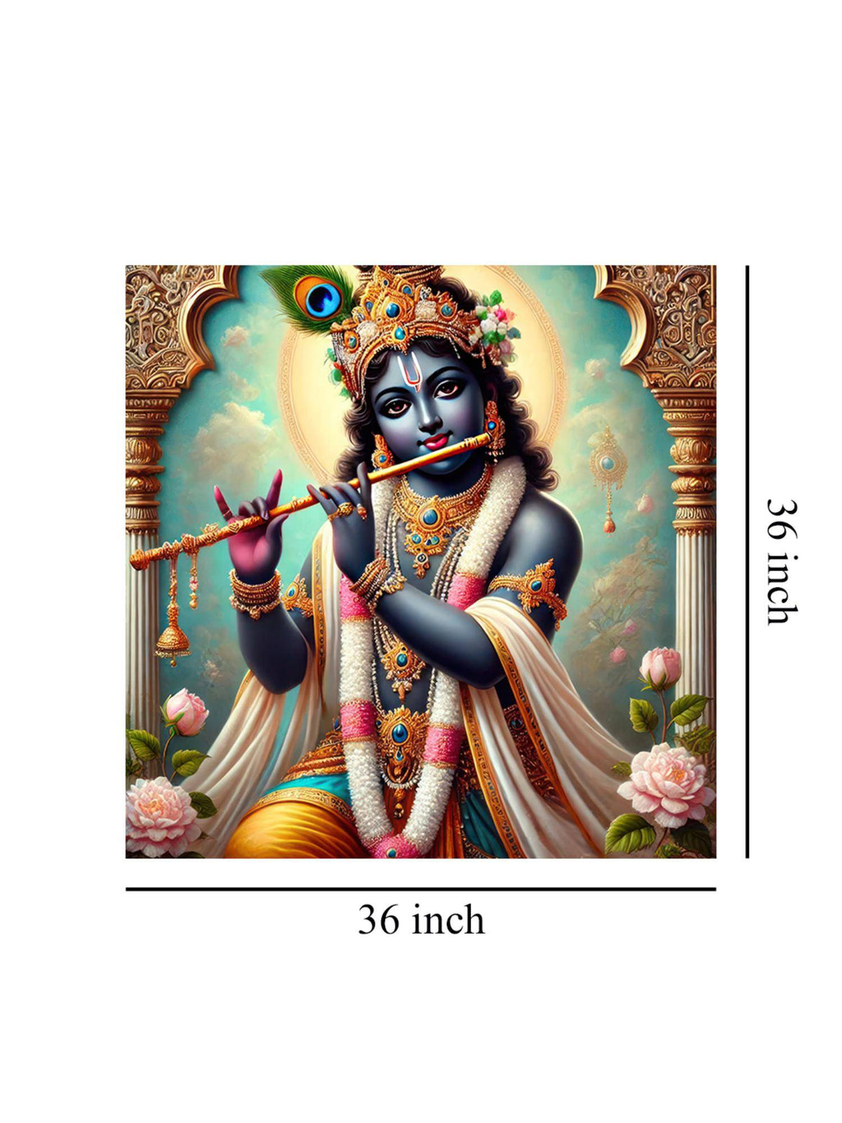 999Store Krishna With Flute Canvas Painting - Divine Art For Home And Meditation Spaces