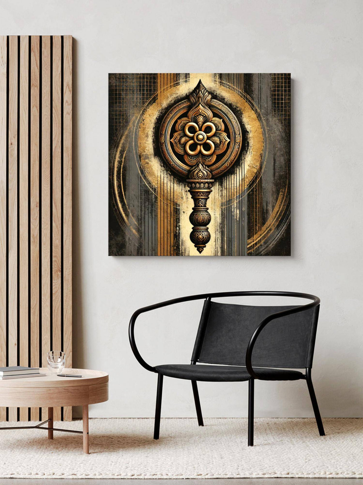 999Store Canvas Wrapped Painting Of Ornamental Mandala - Spiritual Art For Yoga Studios · Free Size