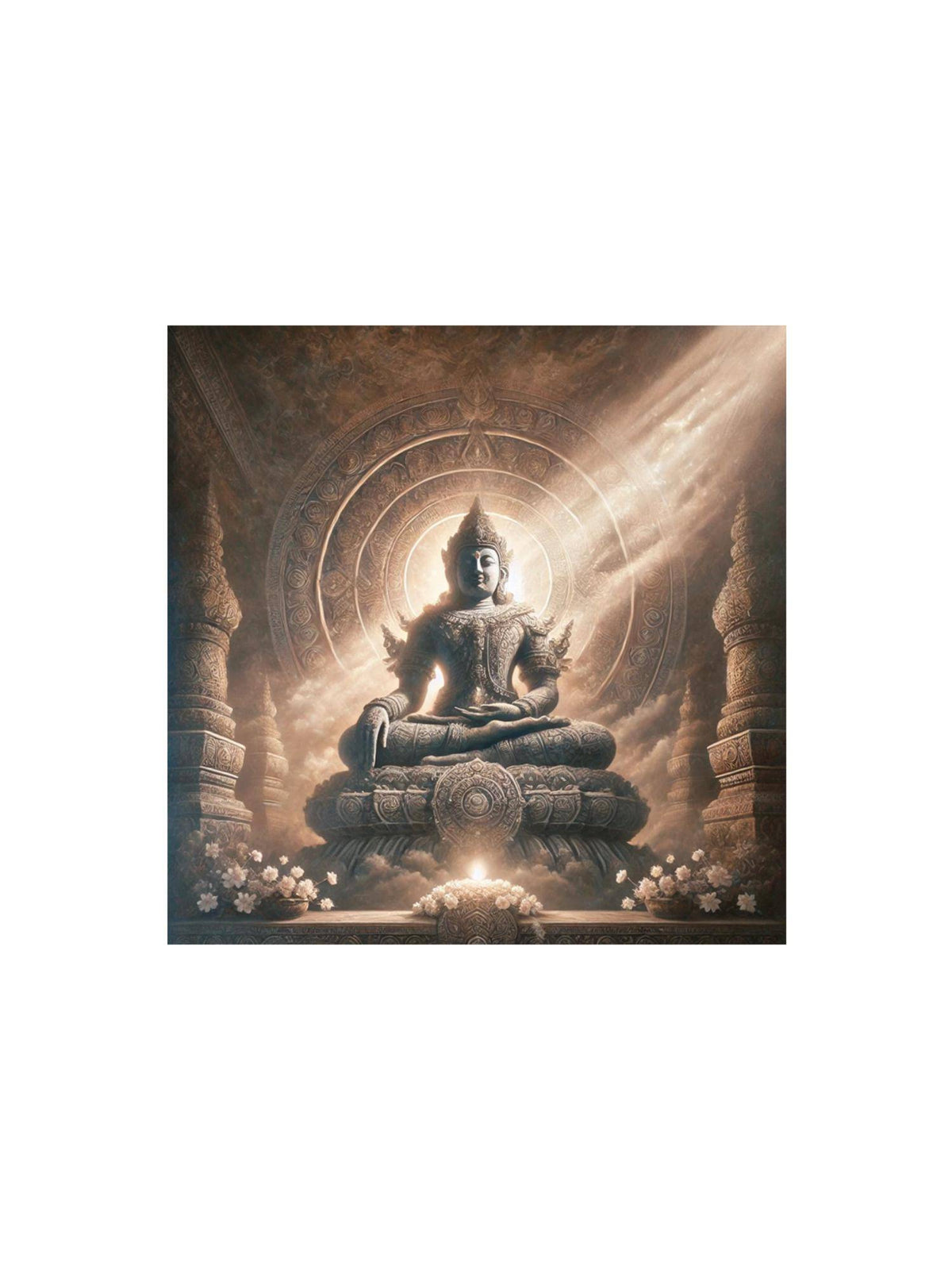 999Store Canvas Wrapped Painting Of Buddha In Temple Glow - Tranquil Spiritual Decor For Home
