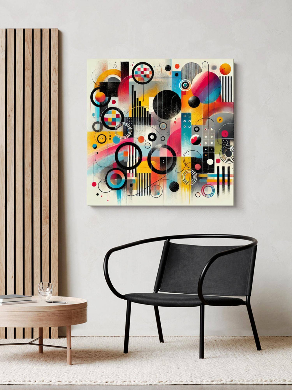 999Store Canvas Wrapped Geometric Abstract Painting - Vibrant Art For Creative Spaces