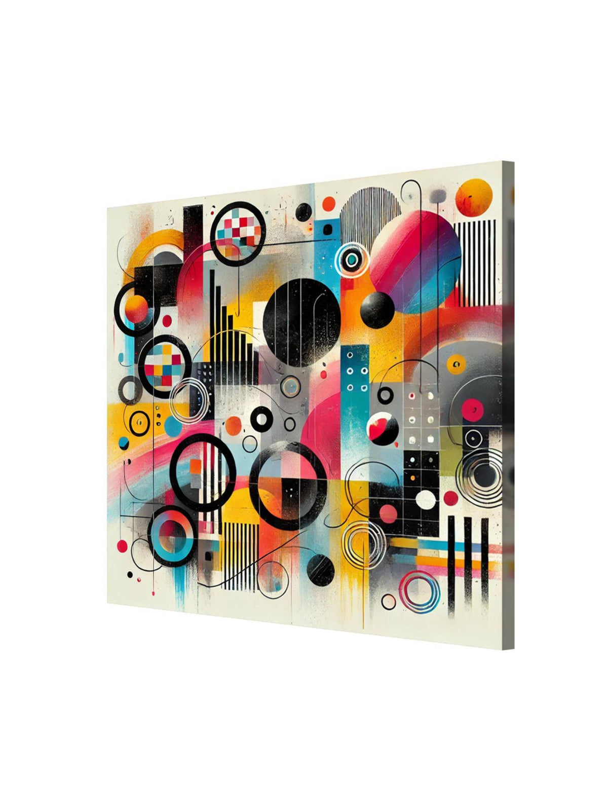 999Store Canvas Wrapped Geometric Abstract Painting - Vibrant Art For Creative Spaces