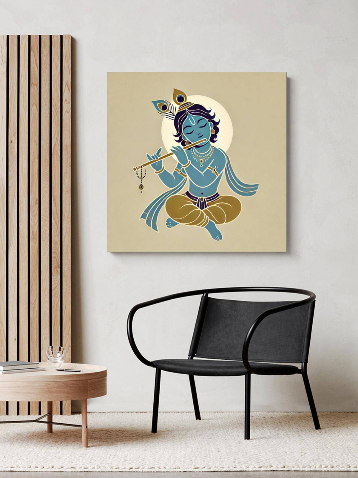 999Store Canvas Wrapped Painting Of Baby Krishna Playing Flute - Charming Art For Spiritual Homes