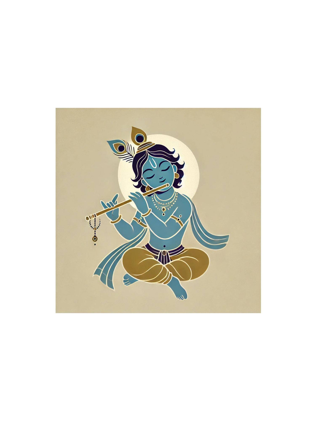 999Store Canvas Wrapped Painting Of Baby Krishna Playing Flute - Charming Art For Spiritual Homes
