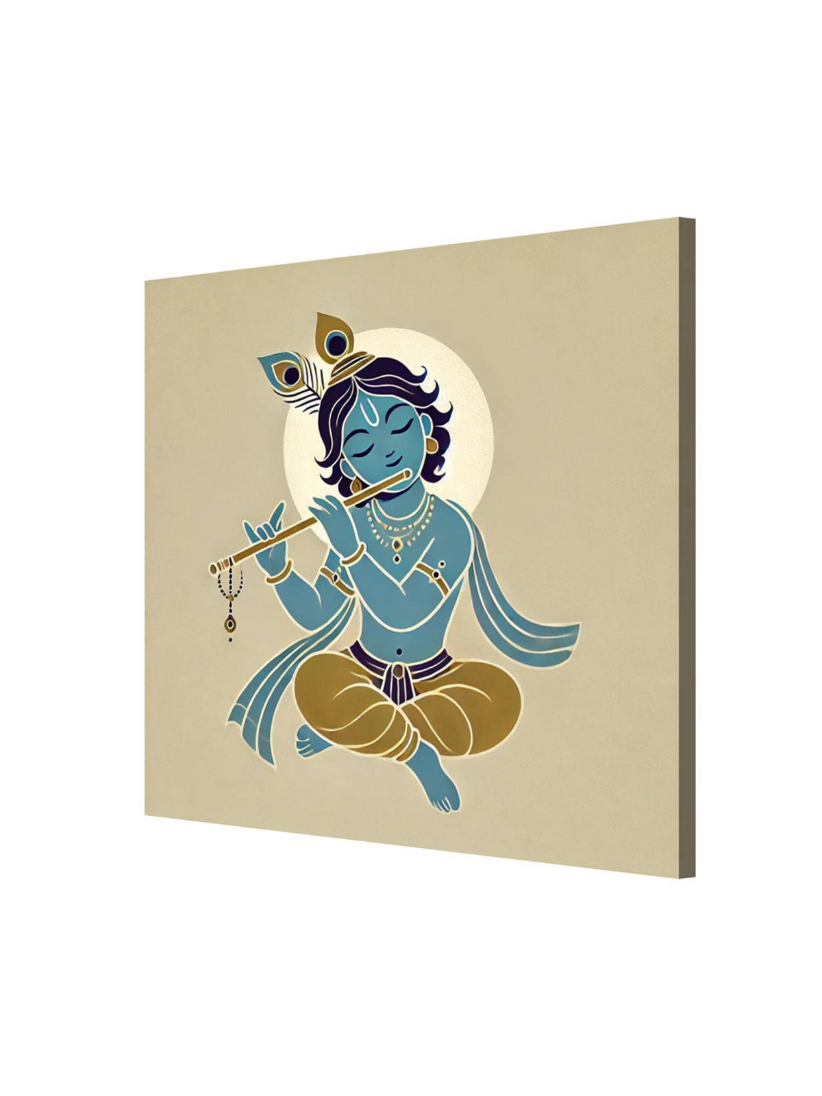 999Store Canvas Wrapped Painting Of Baby Krishna Playing Flute - Charming Art For Spiritual Homes