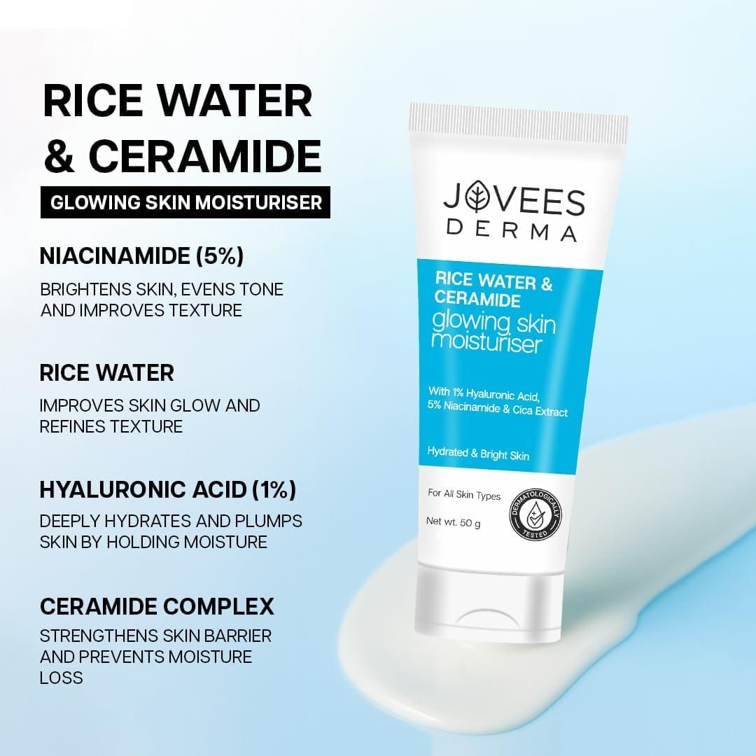 Jovees - Derma Rice Water & Ceramide Glowing Skin Moisturiser (50g)