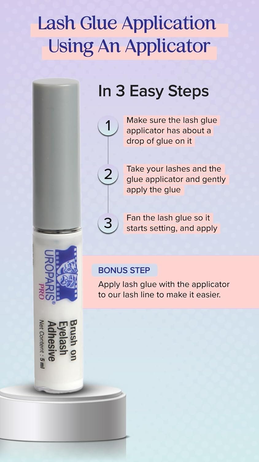 Uroparis Pro - Brush On Eyelash Adhesive With Vitamin E & Aloe (5ML)