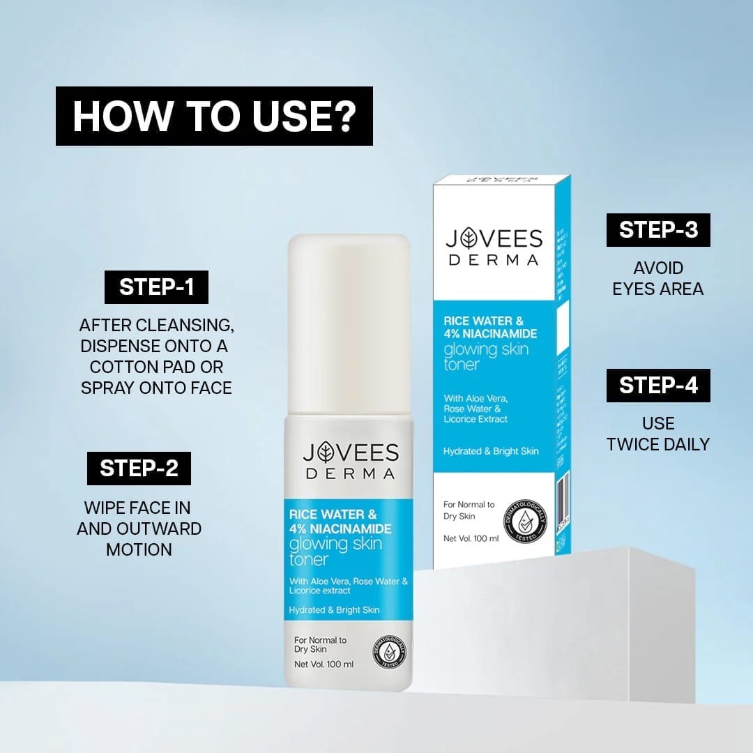 Jovees - Derma Rice Water & 4% Niacinamide Glowing Skin Toner (100ML)