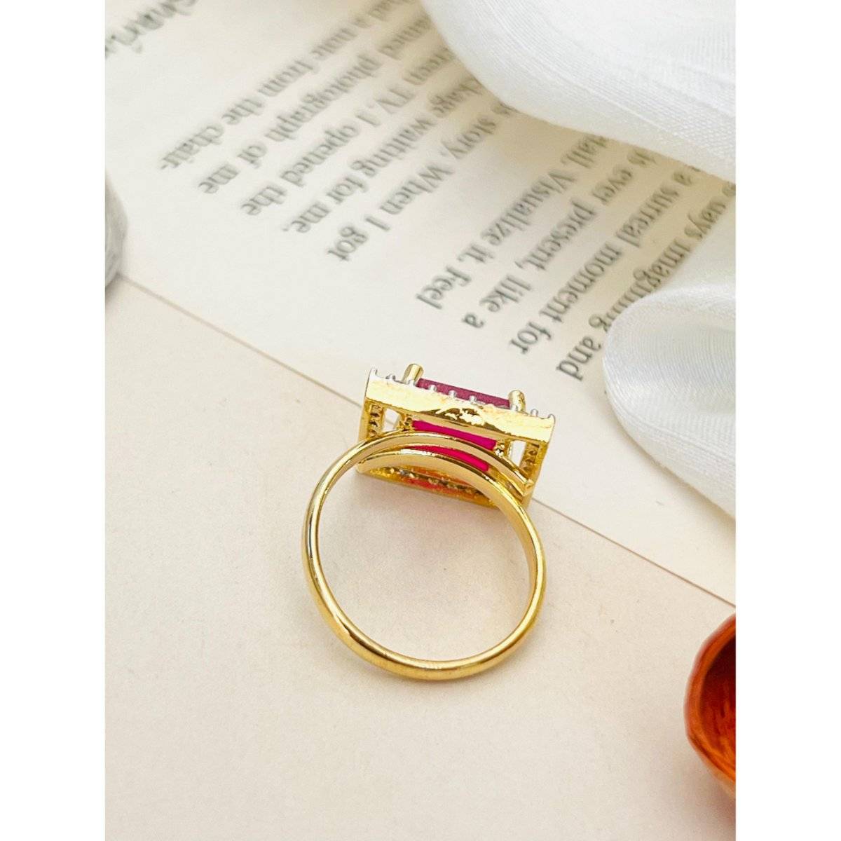 Abdesigns White Exquisite Gold Plated American Diamond Ring