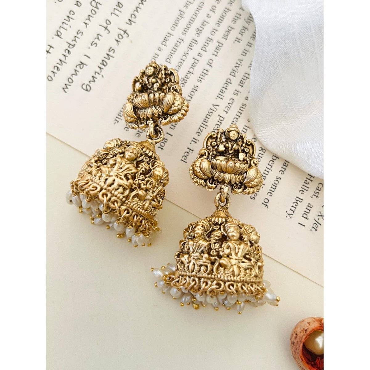 Abdesigns Enchanting Gold Plated Temple Earrings · One Size