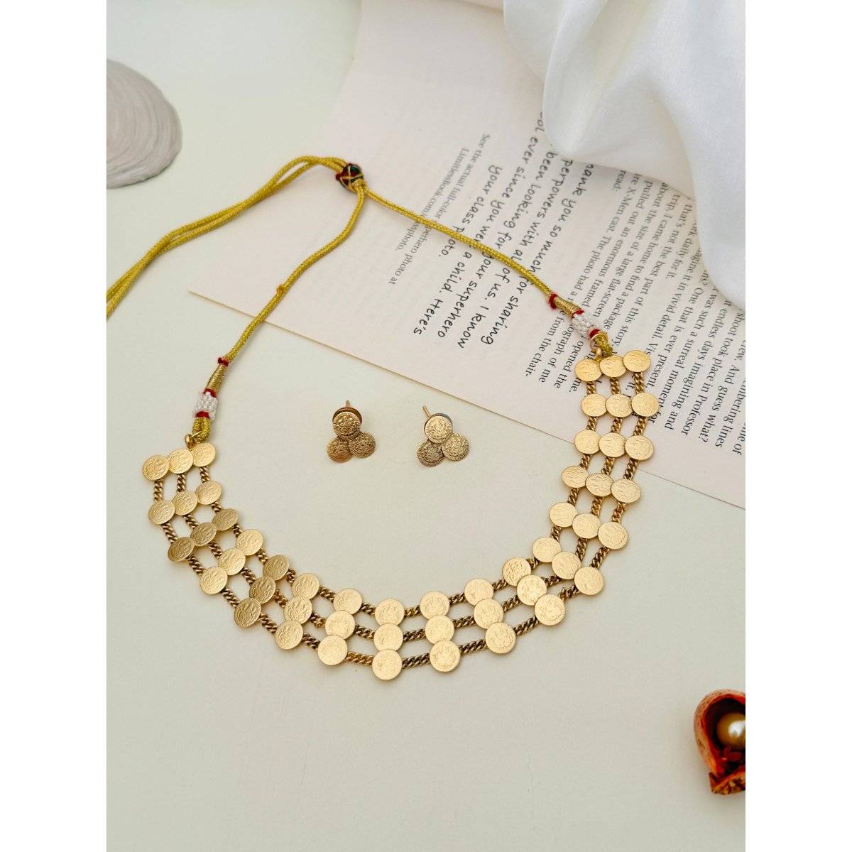 Abdesigns Multi-Color Enchanting Gold Plated Temple Necklace Set