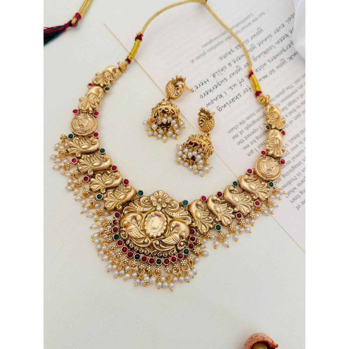 Abdesigns Multi-Color Enchanting Gold Plated Necklace Set · One Size