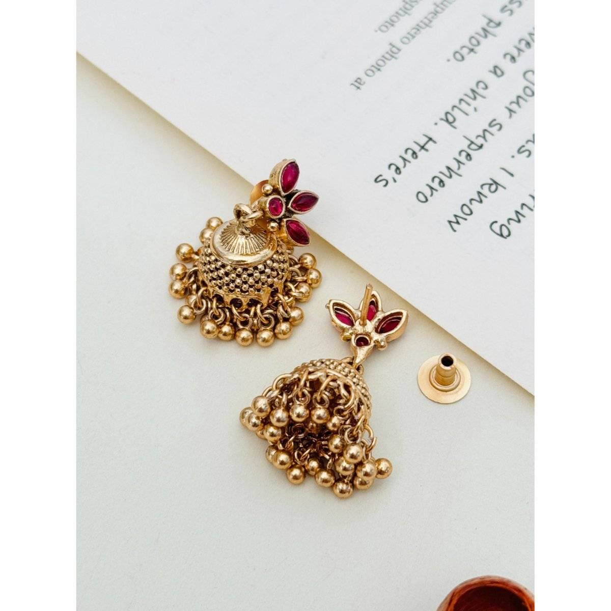 Abdesigns Red Enchanting Gold Plated Temple Necklace Set · One Size