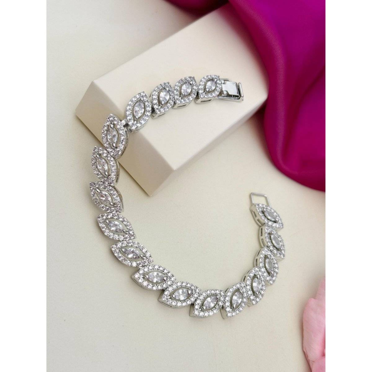 Abdesigns White High Quality Silver Plated American Diamond Earrings