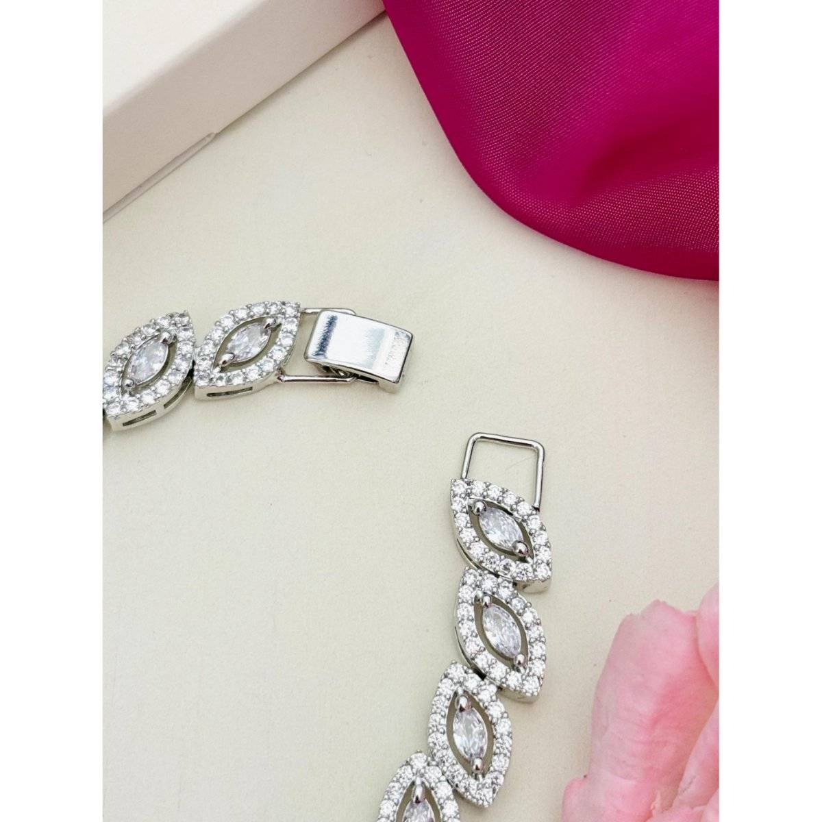 Abdesigns White High Quality Silver Plated American Diamond Earrings