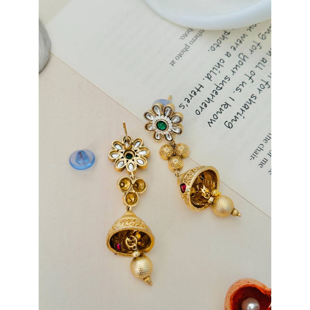 Abdesigns Sophisticated Gold Plated Kundan Antique Necklace with Earrings