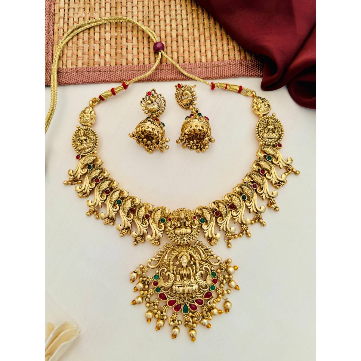 Abdesigns Sophisticated Gold Plated Temple Jewellery Set