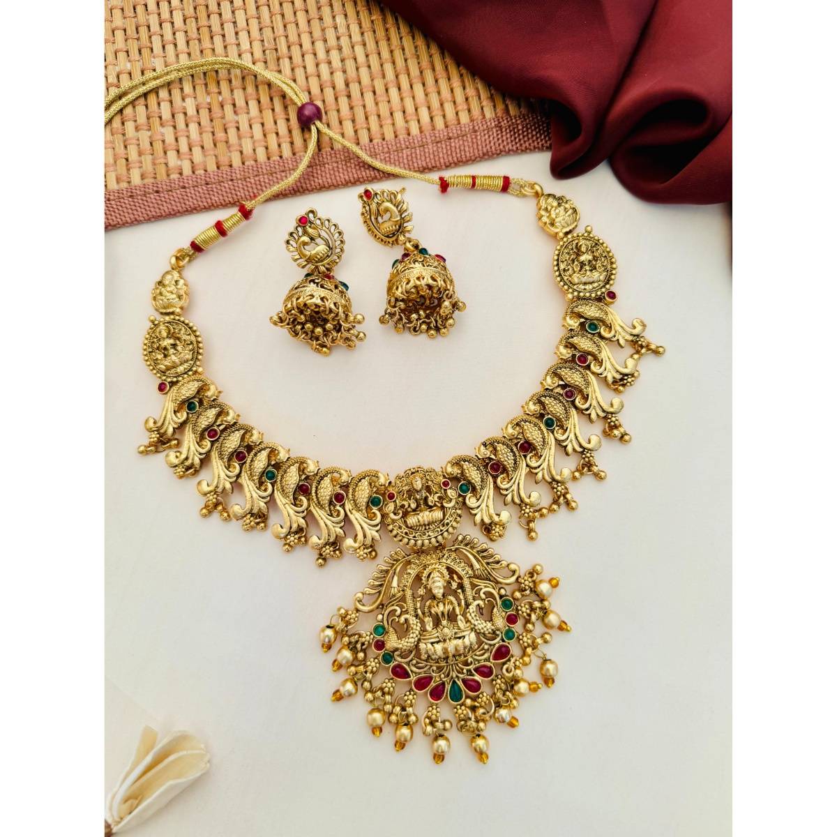 Abdesigns Sophisticated Gold Plated Temple Jewellery Set