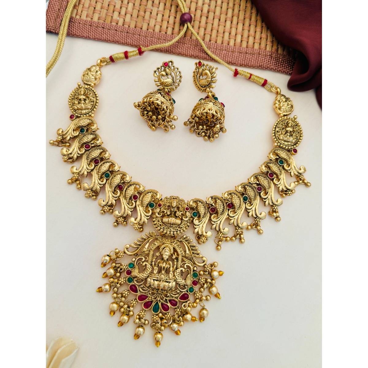 Abdesigns Sophisticated Gold Plated Temple Jewellery Set