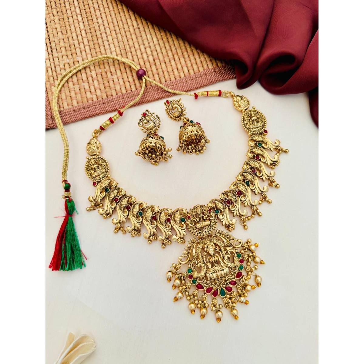 Abdesigns Sophisticated Gold Plated Temple Jewellery Set