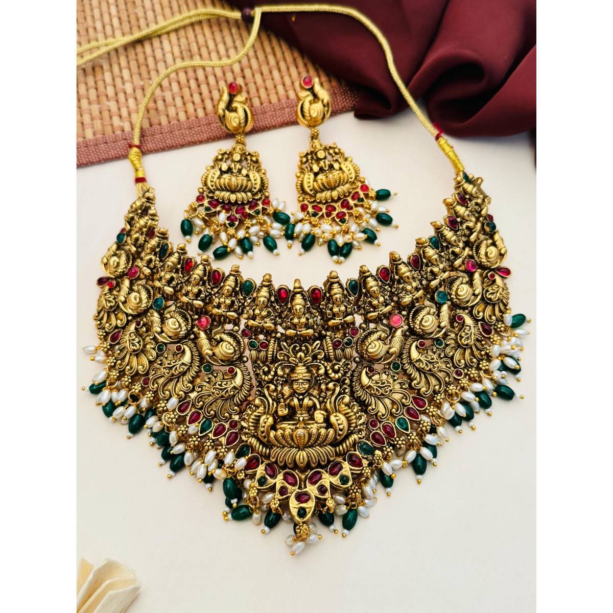 Abdesigns Sophisticated Gold Plated Temple Jewellery Set