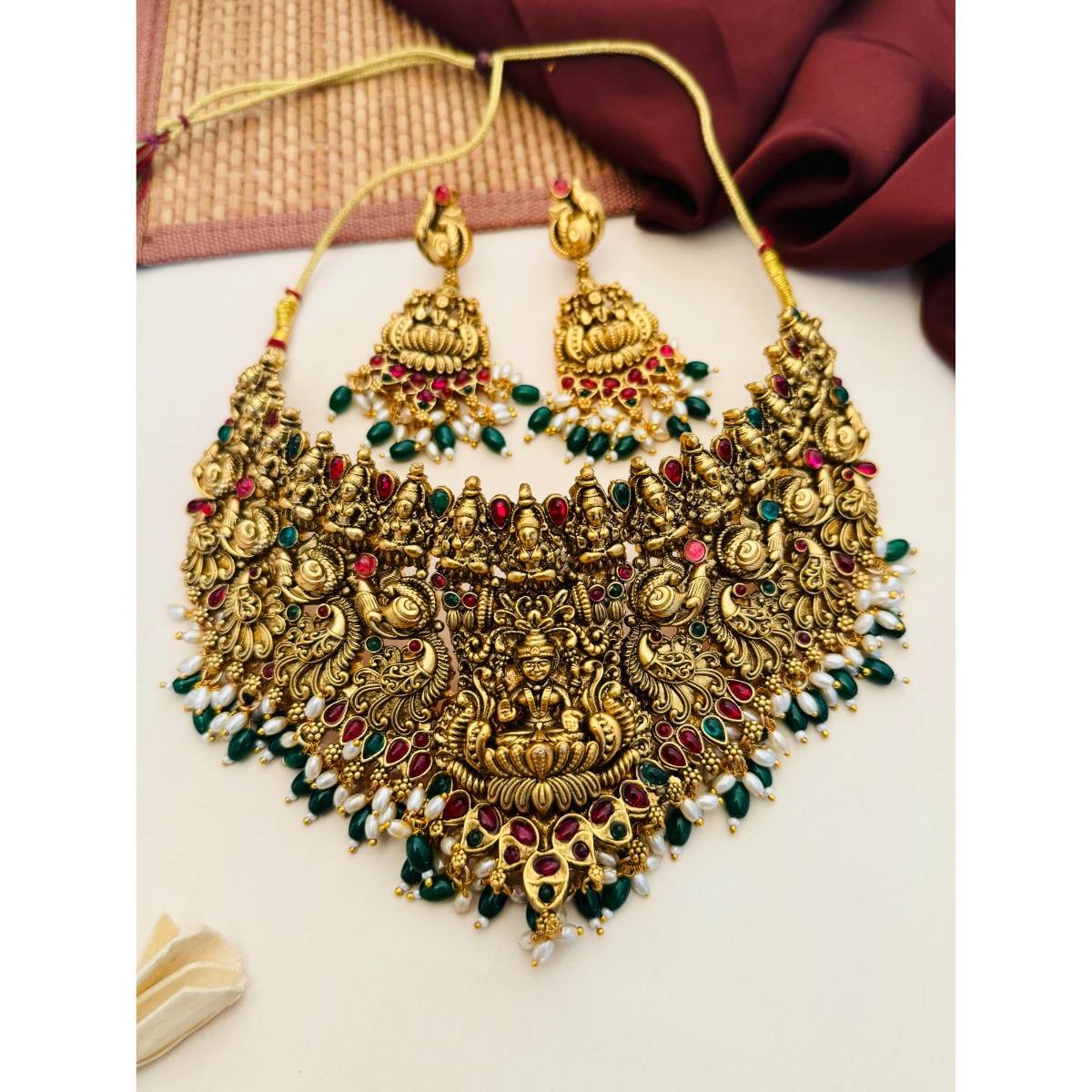 Abdesigns Sophisticated Gold Plated Temple Jewellery Set