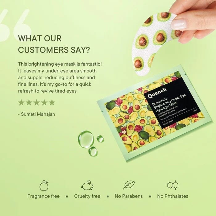 Quench - Bravocado Brightening Under Eye Hydrogel Mask (1 Pair)
