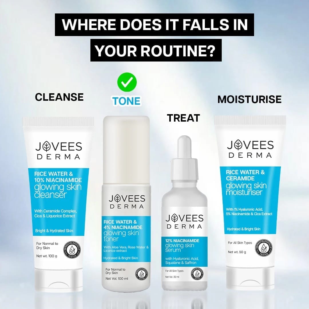 Jovees - Derma Rice Water & 4% Niacinamide Glowing Skin Toner (100ML)