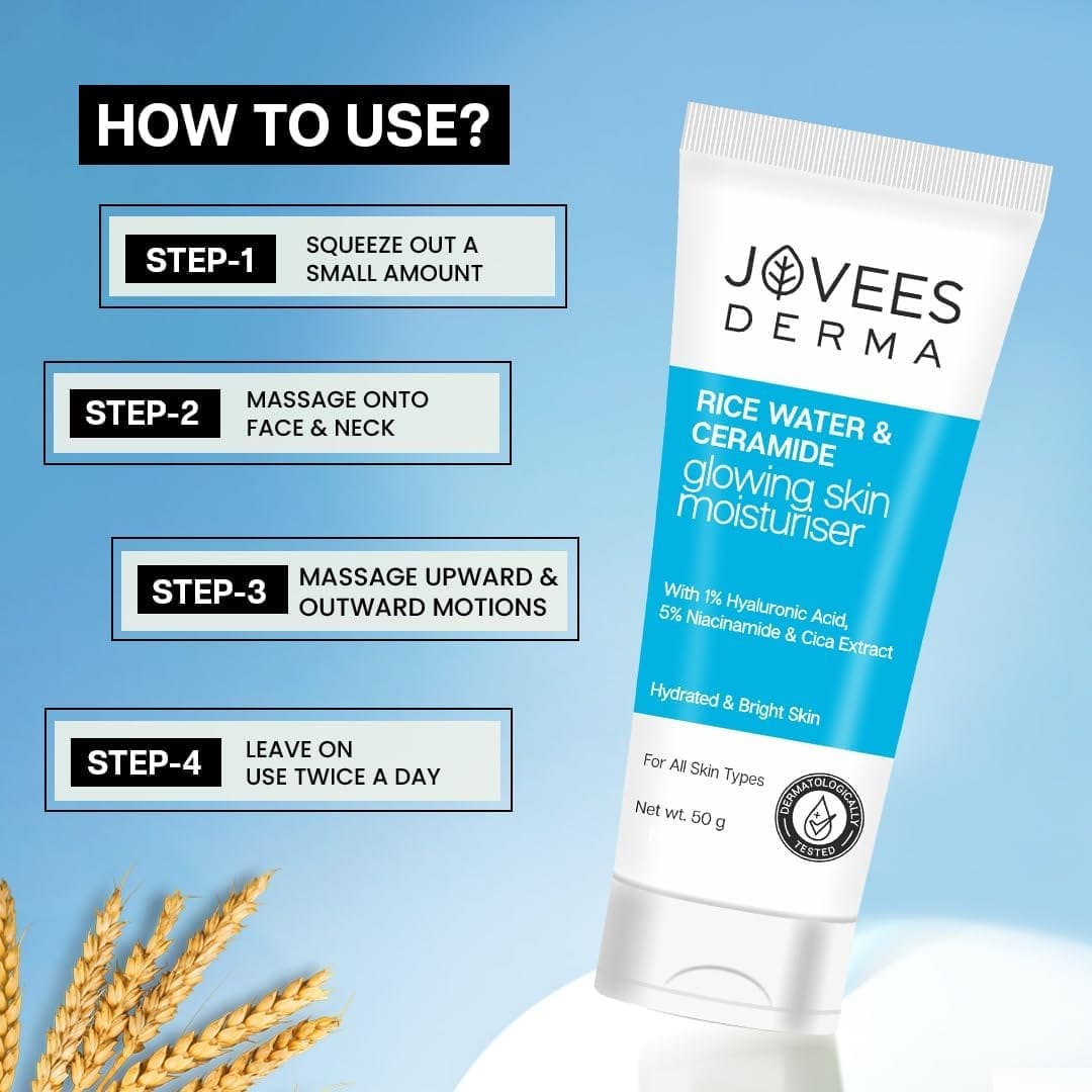 Jovees - Derma Rice Water & Ceramide Glowing Skin Moisturiser (50g)