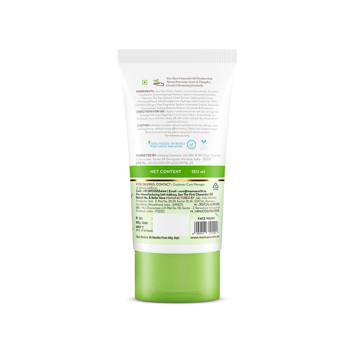 Mamaearth - Tea Tree Oil Control Facewash For Normal To Oily Skin (150ML) [Buy 1 Get 1 Free]