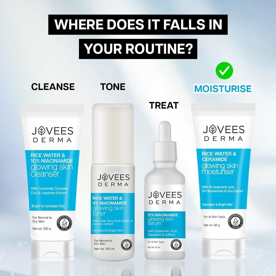 Jovees - Derma Rice Water & Ceramide Glowing Skin Moisturiser (50g)