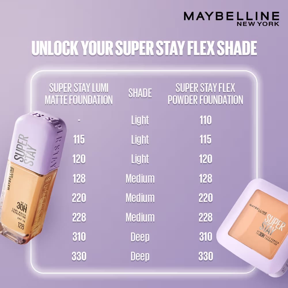 Maybelline New York - Super Stay Flex Powder Foundation Compact-30H Full Cover-for Oily Skin (9g)