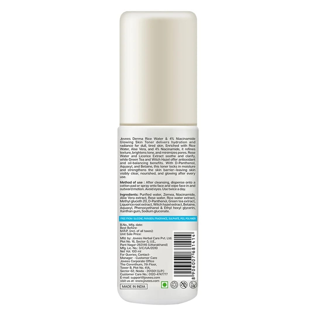 Jovees - Derma Rice Water & 4% Niacinamide Glowing Skin Toner (100ML)